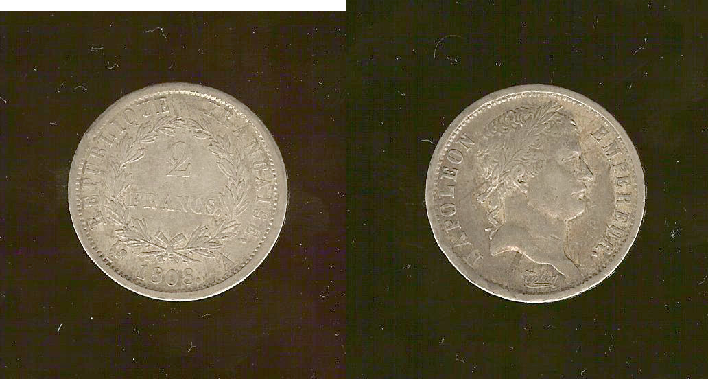 2 francs Napoleon Bonaparte 1808A EF1808A